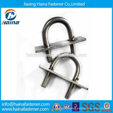 DIN3570 Stainless steel SS304 SS316 U Bolt with welding plate